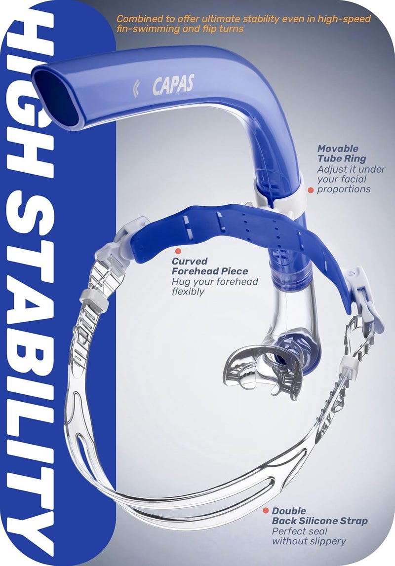 Capas Training Swim Snorkel for Lap Swimming, Swivel Headband Ultimate Fit Center-Mount Swimmers Snorkel with Liquid Silicone Mouthpiece Adjustable Strap, Designed for Adult Men Women - Image 4